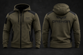 DRENGR Track Hoodie – Oliv/Schwarz