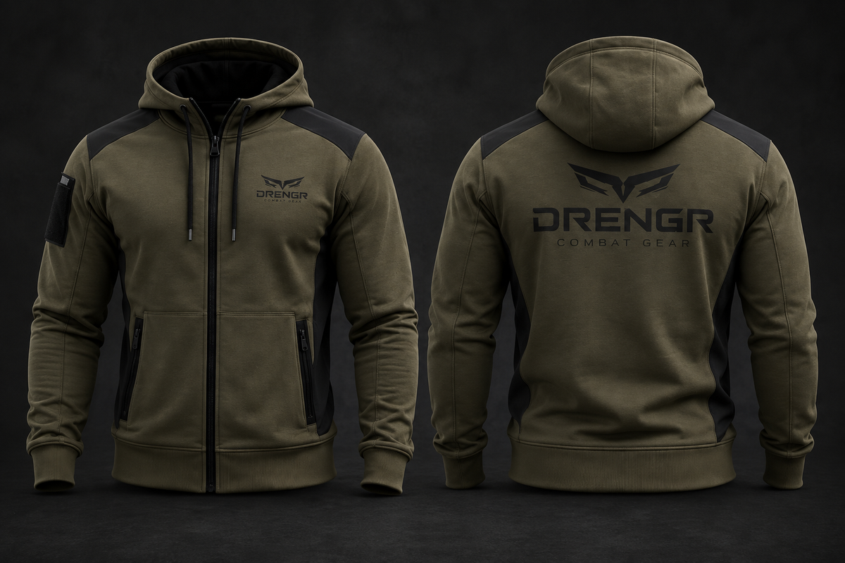DRENGR Track Hoodie – Olive/Black