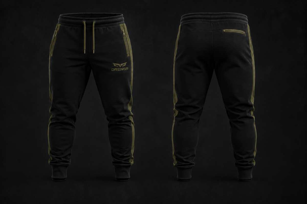 DRENGR Track Pants – Black/Olive