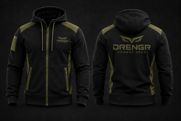 DRENGR Black Track Hoodie front and back